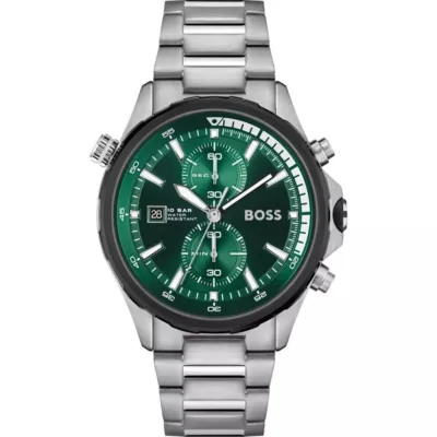 Hugo Boss Men's Chronograph Stainless Steel Watch with Green Dial - HB1513930